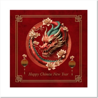 Happy new chinese dragon year Posters and Art